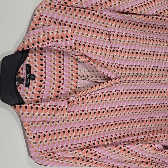 {Velvet 💗 Heart} Pink and Orange Heart Print Button Down Shirt - Size 1X - Picture 3 of 12